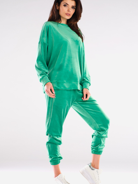 Spodnie dresowe damskie Awama A411 L Zielone (5902360553415) - obraz 4