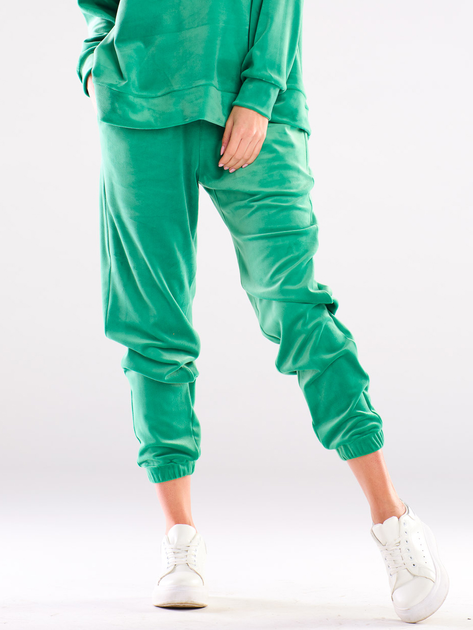 Spodnie dresowe damskie Awama A411 1132544 XL Zielone (5902360553422) - obraz 1