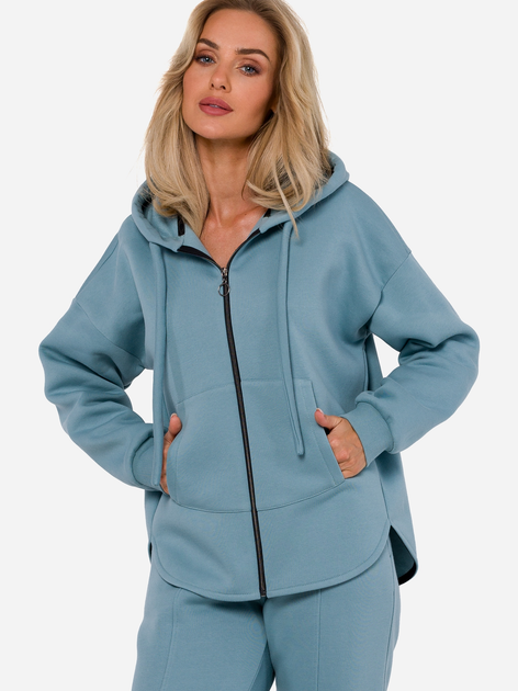 Bluza damska rozpinana streetwear długa Made Of Emotion M761 2XL-3XL Niebieska (5905563714102) - obraz 1