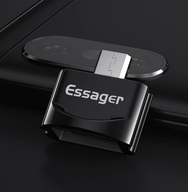 Перехідник OTG ESSAGER USB-на-Micro USB Black - зображення 2