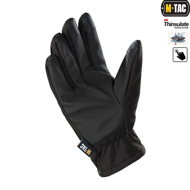 Тактичні рукавички M-Tac Soft Shell Thinsulate Black, Зимові військові рукавички, Теплі стрілецькі рукавички, XL - зображення 2