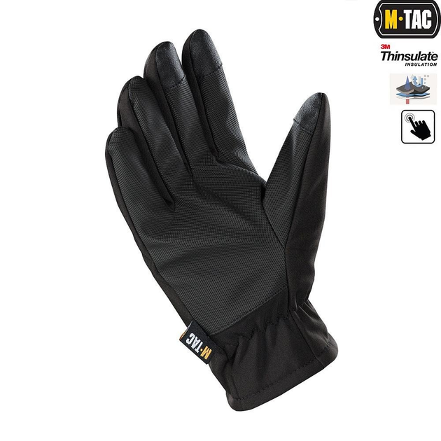 Тактические перчатки M-Tac Soft Shell Thinsulate Black, Зимние военные перчатки, Теплые стрелковые перчатки, XL - изображение 2