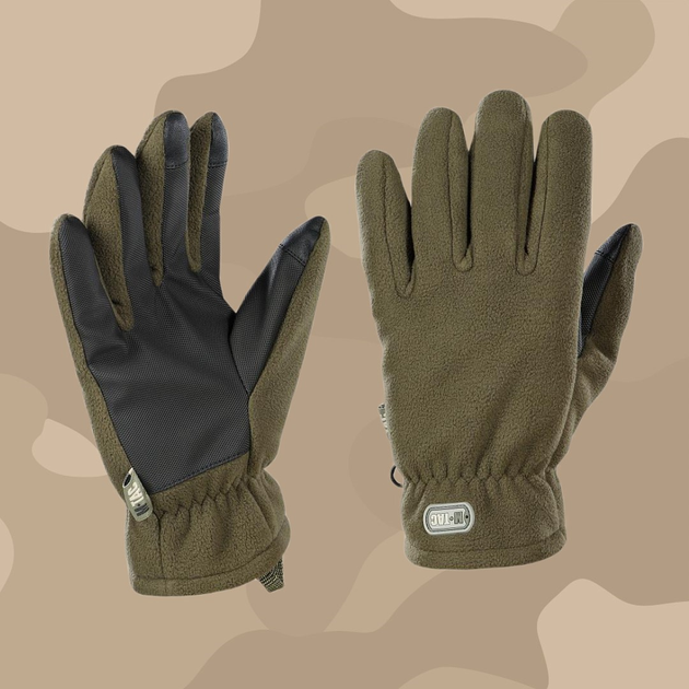 Тактические перчатки M-Tac Fleece Thinsulate Olive,Зимние военные флисовые перчатки,Теплые стрелковые перчатки, XL - изображение 1
