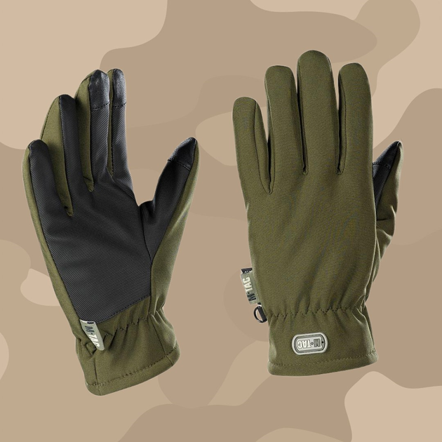 Тактические перчатки M-Tac Soft Shell Thinsulate Olive, Зимние военные перчатки, Теплые стрелковые перчатки, L - изображение 1