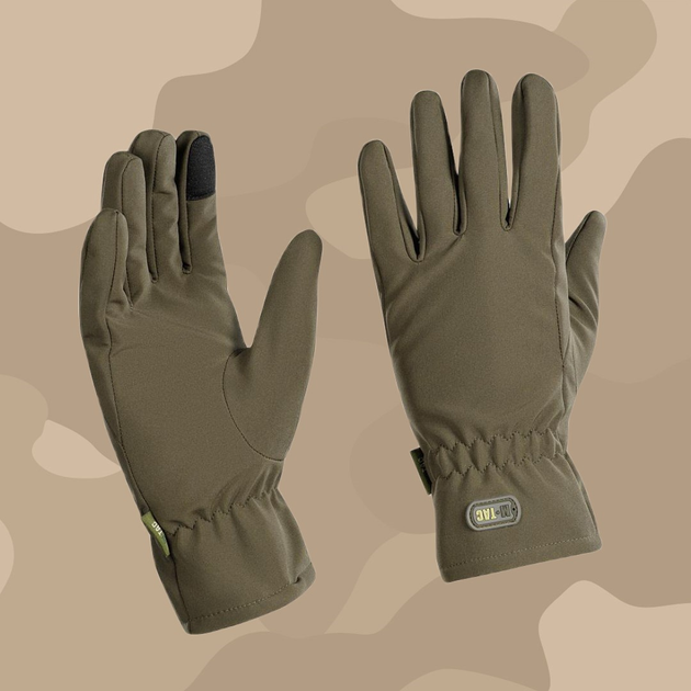 Тактические перчатки M-Tac Winter Soft Shell Olive, Зимние военные перчатки, Теплые стрелковые перчатки, L - изображение 1