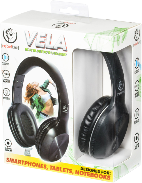 Słuchawki Rebeltec Vela Bluetooth Black (RBLSLU00039) - obraz 5