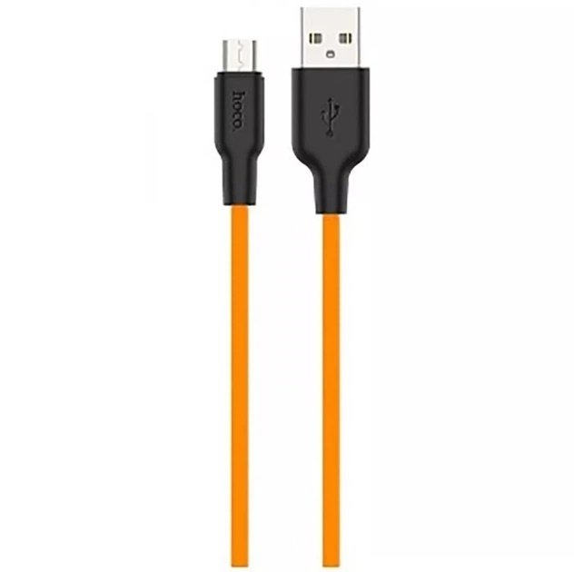 Кабель Hoco USB - Micro-USB 1м 2.4A силикон X21 Plus Orange (X21_M_Orange) - Фото 3 Кабель Hoco USB - Micro-USB 1м 2.4A силикон X21 Plus Orange (X21_M_Orange) - изображение 3