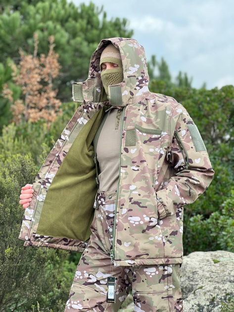 Зимовий тактичний костюм мультикам софтшел (softshell) підвищеної щільності з подвійним флісом XXXL - зображення 2