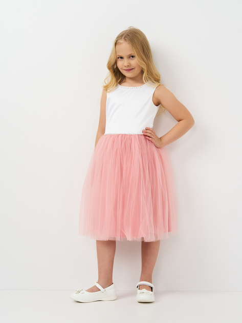 Акція на Дитяча літня святкова сукня для дівчинки Sasha 4336/19 122 см Біла з рожевим від Rozetka