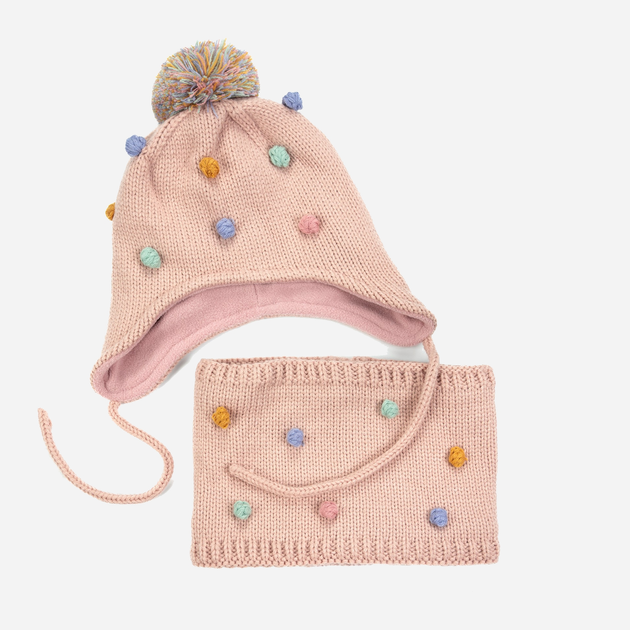 Зимовий комплект (шапка-вушанка + шарф-снуд) дитячий Art Of Polo Cz23305-1 One Size Рожевий (5905602900831) - зображення 1