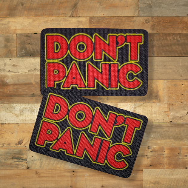 Шеврон Don't Panic, 8х5, на липучке( велкро), патч печатный - изображение 2