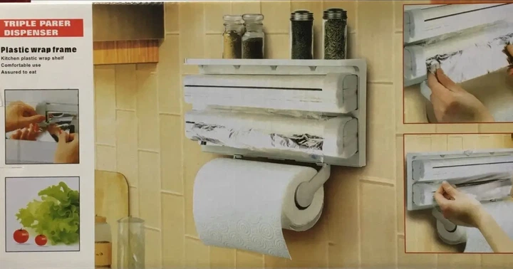 Кухонный диспенсер органайзер для кухни Kitchen Roll Triple Paper Dispenser держатель полотенец пищевой пленки и фольги Happy Home ART 6888 - Фото 4 Кухонный диспенсер органайзер для кухни Kitchen Roll Triple Paper Dispenser держатель полотенец пищевой пленки и фольги Happy Home ART 6888 - изображение 4