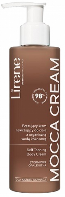 Крем для тіла Lirene Perfect Tan бронзуючий та зволожуючий з органічною кокосовою водою Mocca Cream 190 мл (5900717082267) - зображення 1