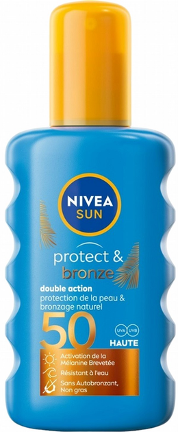 Бальзам-спрей Nivea Sun Protect & Bronze активація природної засмаги SPF 50 200 мл (4005900465689) - зображення 1