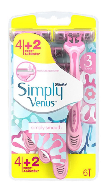Одноразові бритви Gillette Simply Venus 6 шт (7702018465798) - зображення 1