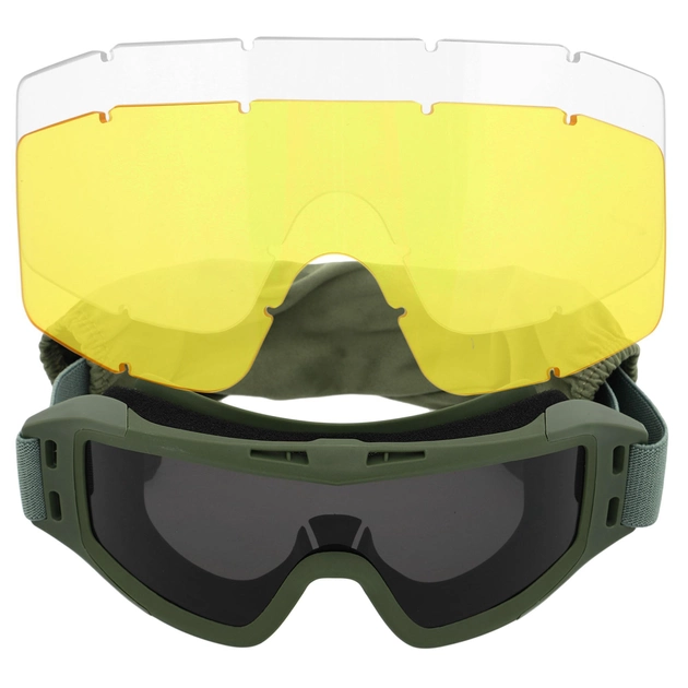 Захисні окуляри-маска SPOSUNE JY-023-3 оправа оливкова колір лінз сірий - изображение 1