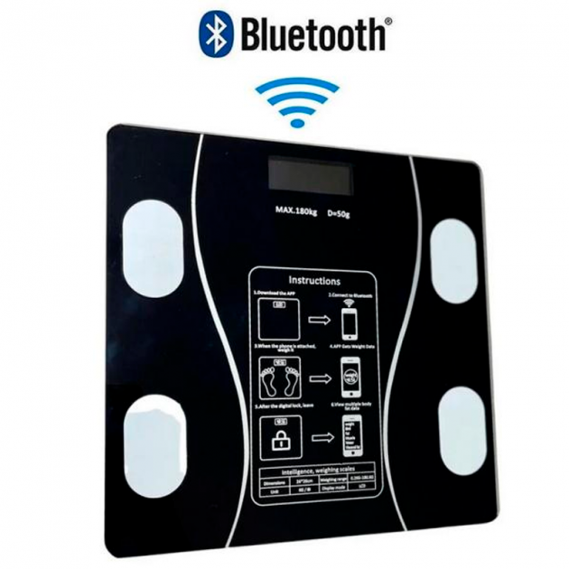 Смарт вага підлогова 17A 180кг (0,05кг) bluetooth black - Фото 3 Смарт вага підлогова 17A 180кг (0,05кг) bluetooth black - зображення 3