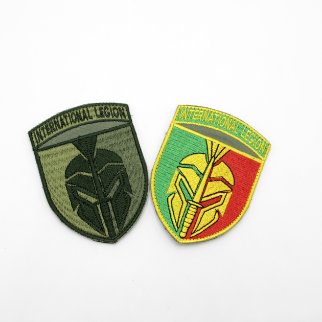 Качественный шеврон International Legion щит, шевроны на липучке, Олива (вышивка) - изображение 2