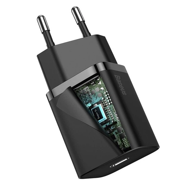 Сетевое зарядное устройство Baseus Quick Charger адаптер Type-C с быстрой зарядкой, 20W, Черный - Фото 4 Сетевое зарядное устройство Baseus Quick Charger адаптер Type-C с быстрой зарядкой, 20W, Черный - изображение 4