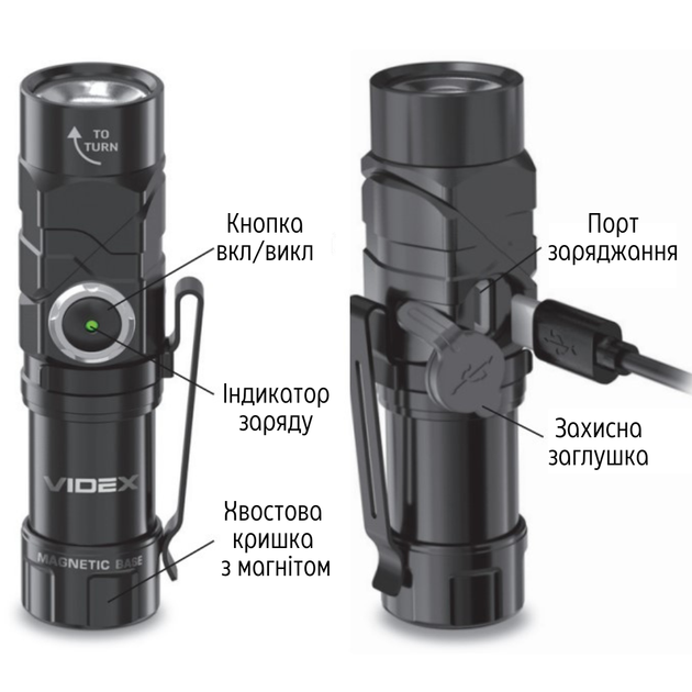 Налобно-ручной фонарик Videx VLF-A244RH 600Lm с лучом до 105 м
