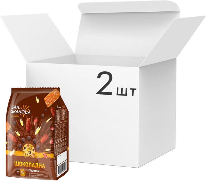 Упаковка гранолы San Granola Шоколадной 300 г х 2 шт (4820182202407) - изображение 1