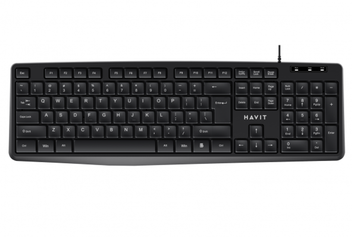 Клавиатура Havit hv-kb2006, Black, usb, кабель 1.3м (6939119048501) - изображение 1