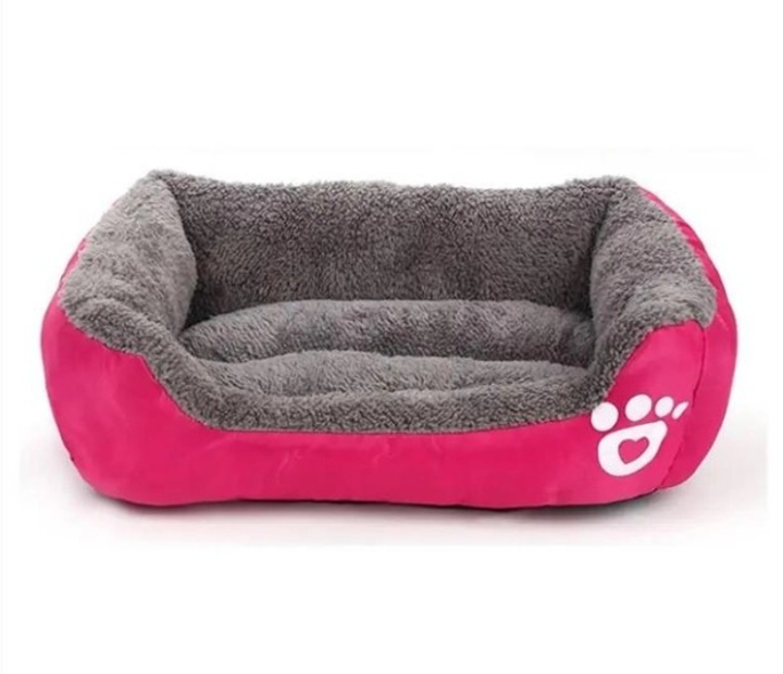 Лежанка пуфик для кошки собаки пушистая глубокая цвет: розовый синий бардовый 44х33 см - изображение 1