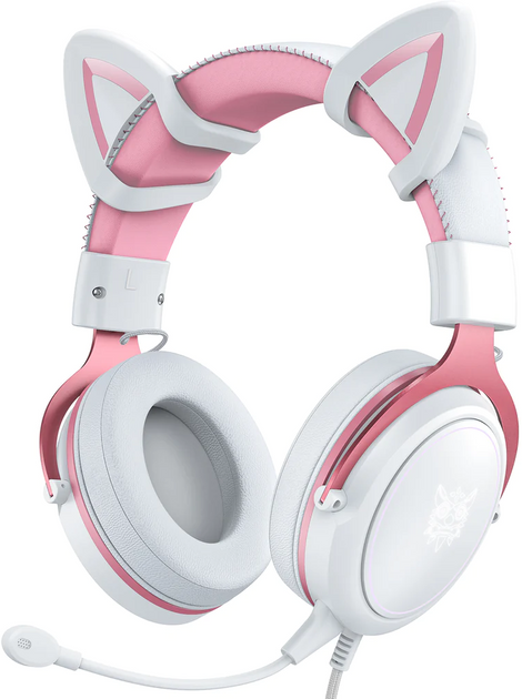 Słuchawki Onikuma X10 Cat Ear Pink white (ON-X10/PK) - obraz 1