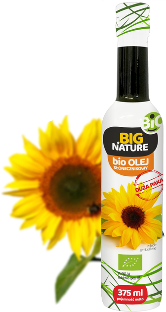 Olej słonecznikowy Big Nature Bio Tłoczony na zimno 375 ml (5903351621700) - obraz 2
