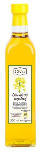 Ріпакова олія Olvita Холодного віджиму 500 мл (5907591923860) - зображення 1