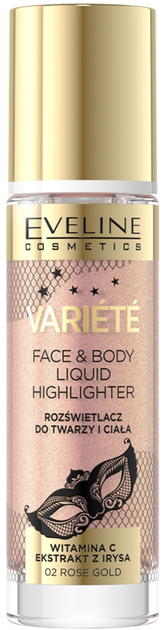 Płynny rozświetlacz do twarzy i ciała Eveline Cosmetics Variete Liquid Highlighter 02 Rose Gold 30 ml (5903416043409) - obraz 1