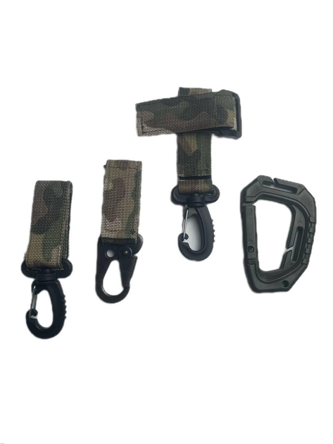 Набор карабинов на стропе мультикам/ Комплект карабины+держатель для перчаток - изображение 1