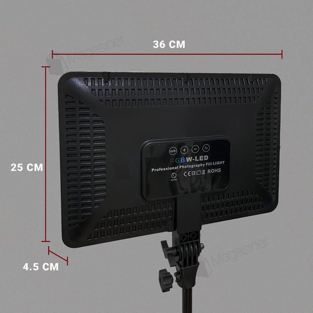 Профессиональная LED лампа PM-36 RGB 36х25 см со штативом 2,1 метр (2480) - изображение 4