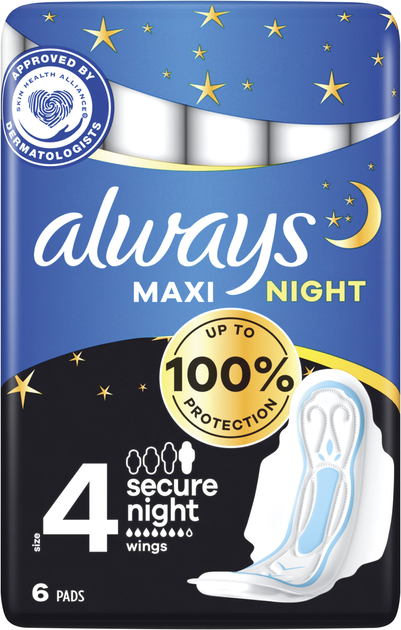 Гігієнічні прокладки Always Maxi Night (Розмір 4) 6 шт (8006540538258) - зображення 1
