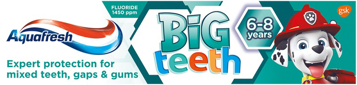 Pasta do zębów Aquafresh Big Teeth Psi Patrol dla dzieci powyżej 6 lat 50 ml (3830029292226) - obraz 1