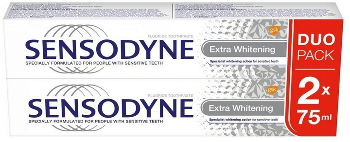 Pasta do zębów Sensodyne Extra Whitening z fluorkiem 2x75 ml (5054563078025) - obraz 1