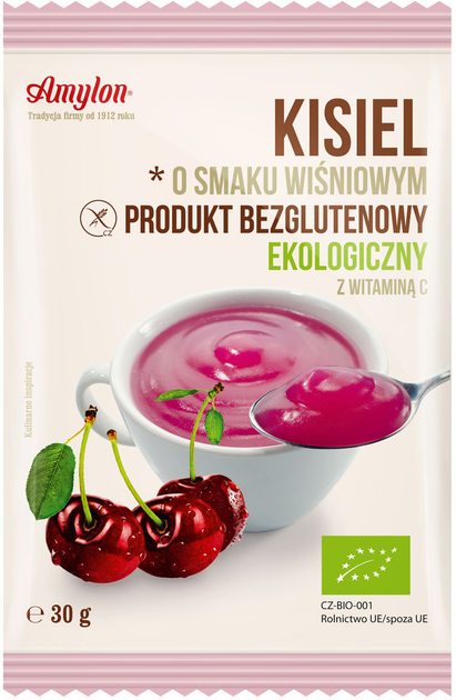 Kisiel o smaku wiśniowym Amylon Bio Bezglutenowy 30 g (8594006668217) - obraz 1