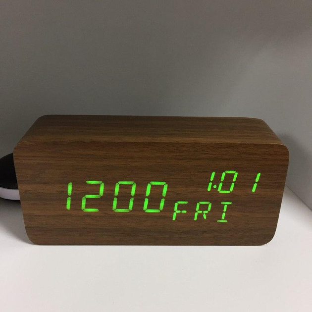 Электронные настольные часы-будильник LED WOOD CLOCK VST-862w+ с датой ...