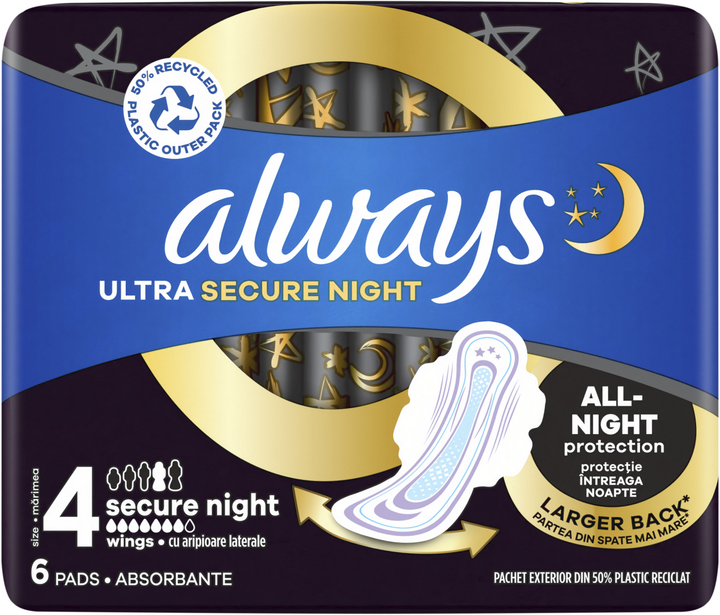 Гігієнічні прокладки Always Ultra Secure Night (Розмір 4) 6 шт (8001841733050) - зображення 1