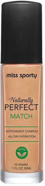 Тональний крем Miss Sporty Naturally Perfect Match 10 Warm 30 мл (3616304523052) - зображення 1