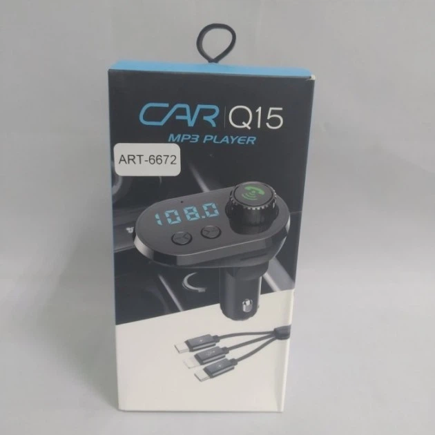 Трансмітер FM MOD CAR Q15 модулятор для авто із зарядкою typeC/microUSB/Lightning Bluetooth Чорний - Фото 11 Трансмітер FM MOD CAR Q15 модулятор для авто із зарядкою typeC/microUSB/Lightning Bluetooth Чорний - зображення 11