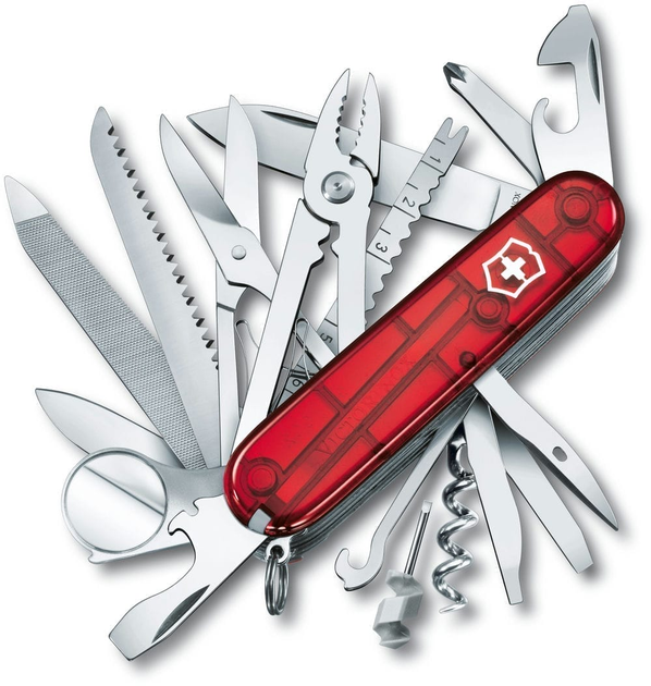 Нож Victorinox Swisschamp 91мм/33функ/прозрачный красный - изображение 1