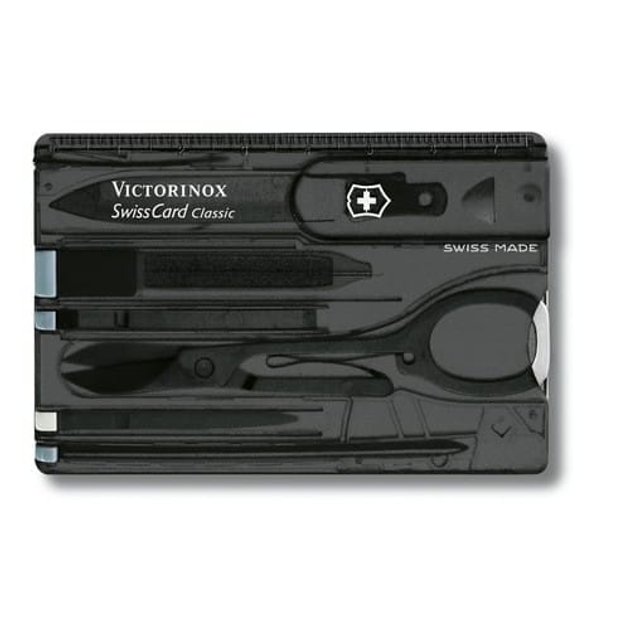 Набор Victorinox Swisscard 82х54х4мм/10функ/прозрачный черный - изображение 1