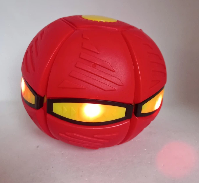 Складной игровой мячик фрисби Flat Ball Disc мяч трансформер летающая тарелка светящаяся с 6 LED красный - изображение 5