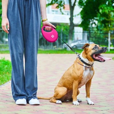 Повідок для собак WAUDOG R-leash з контейнером для пакетів S до 12 кг 3 м рожевий (26277) - зображення 6