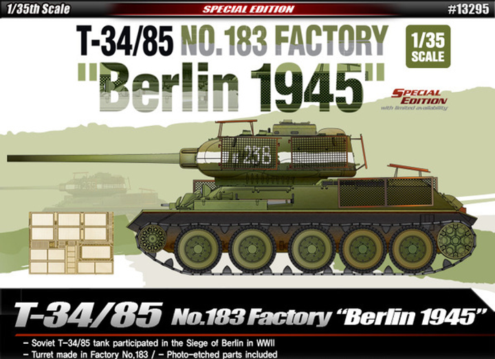Модель з фанери Academy танк T-34/85 No.183 Factory Berlin 1945 1:35 (8809258924654) - зображення 1