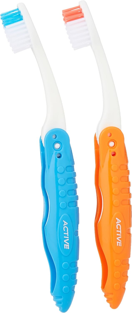 Набір дорожніх зубних щіток Beauty Formulas Voyager Active Oral Care Folding Travel Toothbrushes Medium 2 шт (5012251011969) - зображення 1