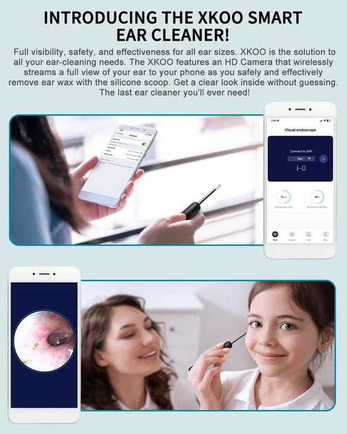Прибор для удаления ушной серы отоскоп XKOO Ear Wax Removal R1 Pro 1080P. - изображение 4