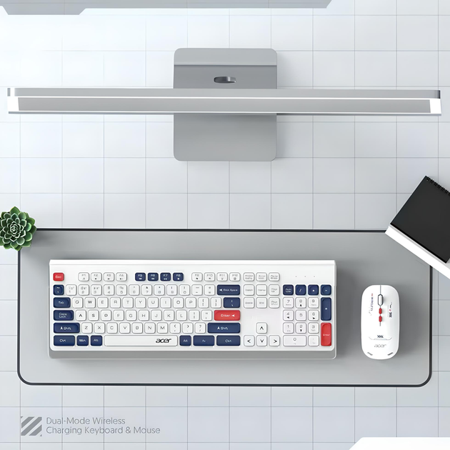 Бездротовий комплект ACER KM41-6W клавіатура + миша, Bluetooth+2.4 ГГц, white - зображення 2