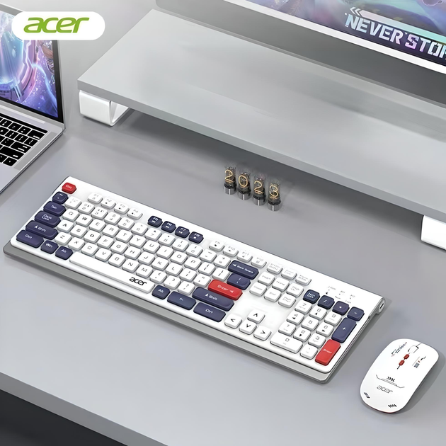 Бездротовий комплект ACER KM41-6W клавіатура + миша, Bluetooth+2.4 ГГц, white - зображення 3